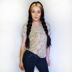 Laura Mae Vintage 70s Wildflower Button Up Top